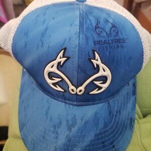 Realtree Fishing Trucker Hat Blue & White Mesh | Outdoor Cap | One Size